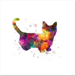 Munchkin cat in watercolor Posters and Art